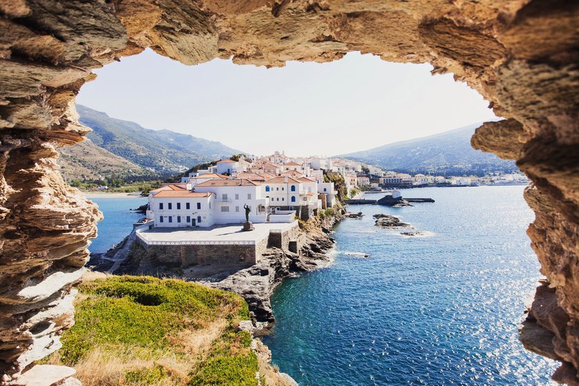 Blick auf die Stadt Andros