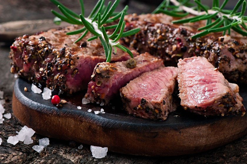 Juicy steak medium rare beef with spices