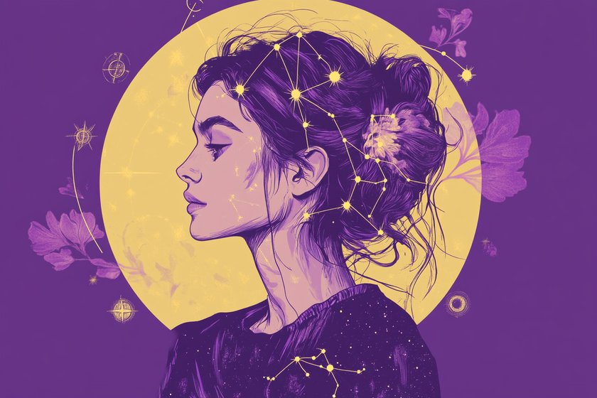 Illustration einer Frau vor dem Vollmond