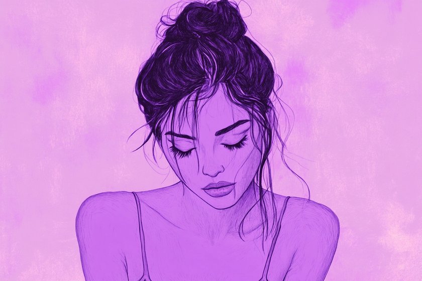 Illustration einer Frau, die ihren Blick auf den Boden richtet
