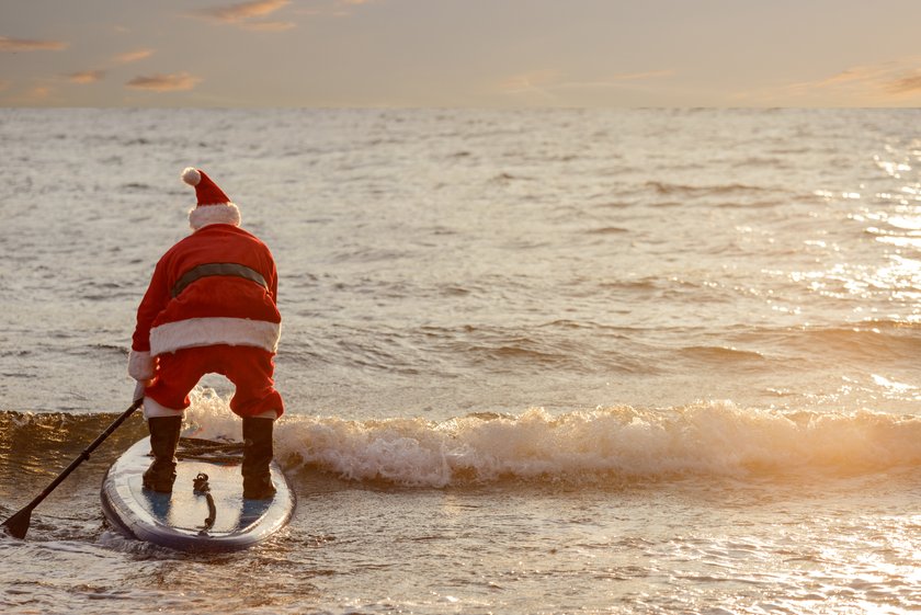 Weihnachtsmann Santa Claus Surfen Hawaii