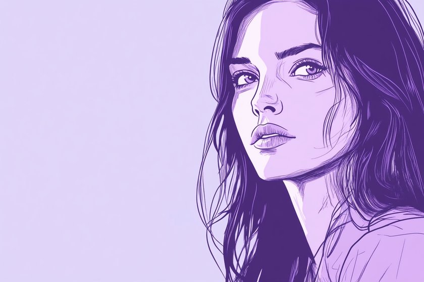 Illustration einer Frau mit unsicherem Blick