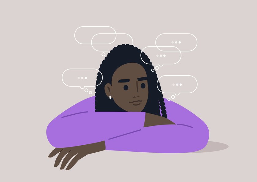 Illustration einer nachdenkenden Frau