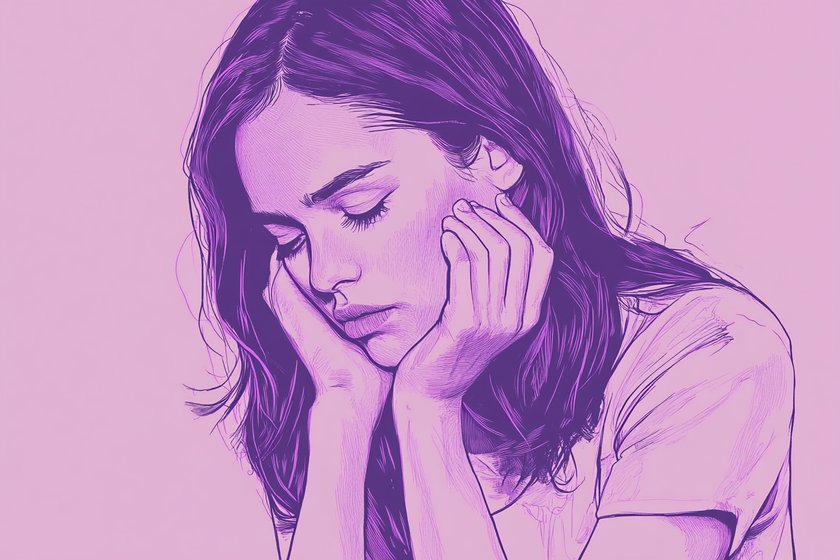 Illustration einer Frau mit gesenktem Blick