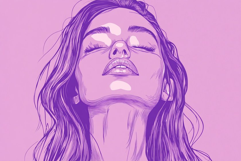 Illustration einer Frau, die erschöpft ihren Kopf in den Nacken legt