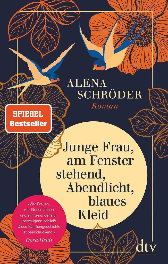 Diese Bücher werden gerade am häufigsten gelesen: „Junge Frau, am Fenster stehend, Abendlicht, blaues Kleid“ von Alena Schröder
