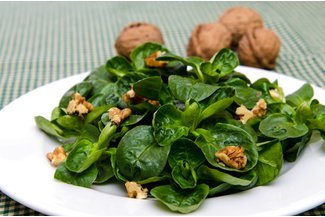 Feldsalat mit Walnüssen servierfertig Feldsalat mit Walnüssen servierfertig